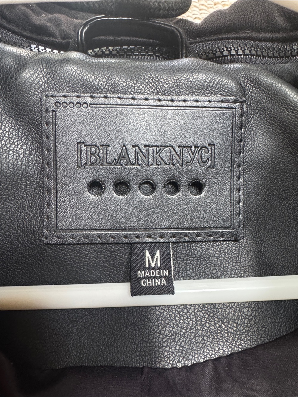 Black Leather Bomber Jacket with Hoodie - Picture 3 of 4